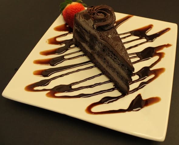 Dark chocolate torte with strawberry